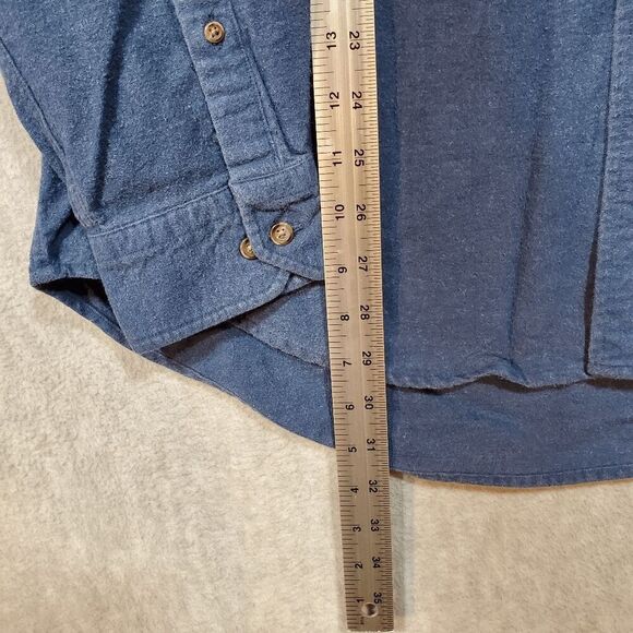 Lands' End Shirt Mens Large Blue Wool Regular Flap Chest Pockets Button Down - Picture 4 of 9